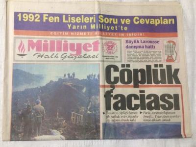 Milliyet Gazetesi 20 Nisan 1993 - Çöplük Faciası - GZ15972 - 2