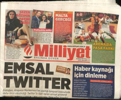 Milliyet Gazetesi 20 Nisan 2014 - Arenada Paşa Farkı - Kediciklere Arınç Tepkisi GZ115871 - 1
