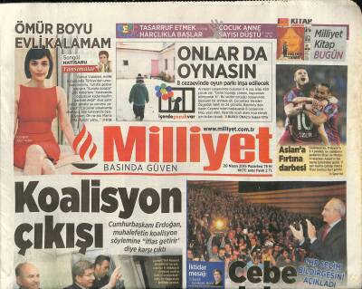 Milliyet Gazetesi 20 Nisan 2015 - Kıbrıslı Türkler Sandığa Gitti - Göçmenler Ölüyor , Dünya İzliyor GZ115797 - 1