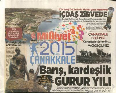 Milliyet Gazetesi 2015 Çanakkale Eki 30 Aralık 2014 - Çanakkale İçin Yeni Bir Seçenek PARK ONYEDİ GZ105860 - 1