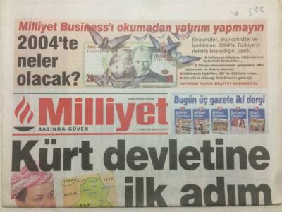 Milliyet Gazetesi 21 Aralık 2003 - Kürt Devletine İlk Adım GZ47095 - 1
