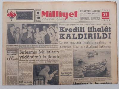 Milliyet Gazetesi - 21 Haziran 1955 - Menderesin Beyanatının Amerikadaki Akisleri GZ112086 - 1