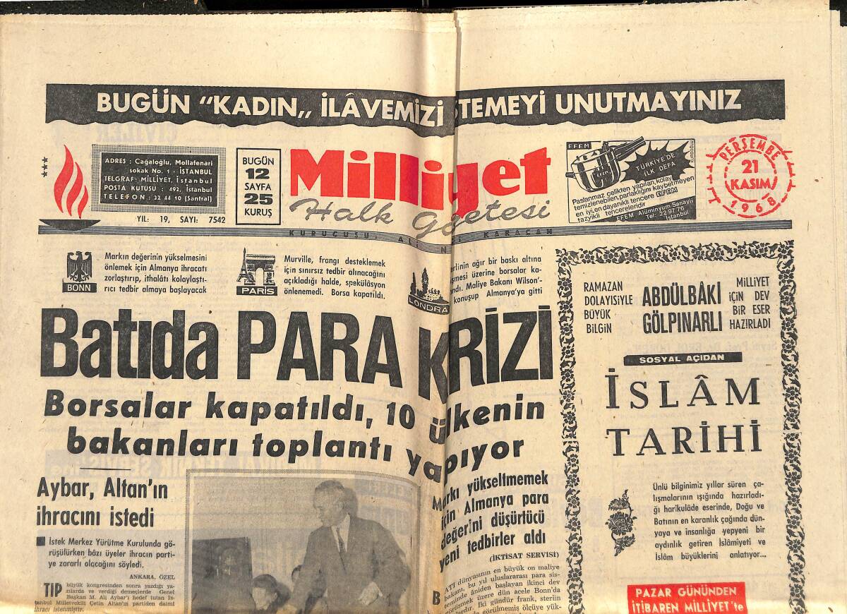 Milliyet Gazetesi 21 Kasım 1968 - Atatürk: Ben Hatay'a Doğru Bir Yürüyüş Yapacağım - Yazar Armand Salacrau Türkiye'de GZ143288 - 1