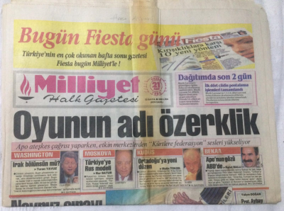 Milliyet Gazetesi 21 Mart 1993 - Oyunun Adı Özerklik - GZ15986 - 1