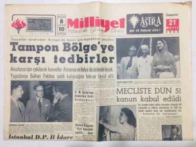 Milliyet Gazetesi 21 Mayıs 1955 - Tampon Bölgeye Karşı Tedbirler GZ53748 - 1