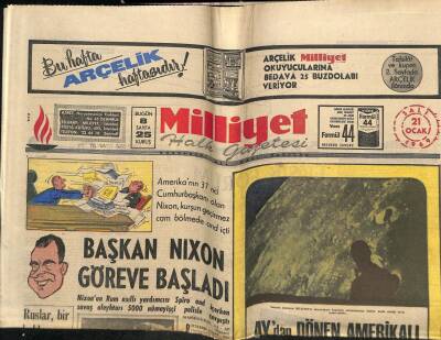 Milliyet Gazetesi 21 Ocak 1969 - Başkan Nixon Göreve Başladı..Ruslar Balıkçı Teknemizi Kaçırdı GZ58790 - 1