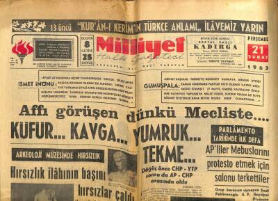 Milliyet Gazetesi - 21 Şubat 1962 - Arkeoloji Müzesinde Hırsızlık GZ110776 - 1