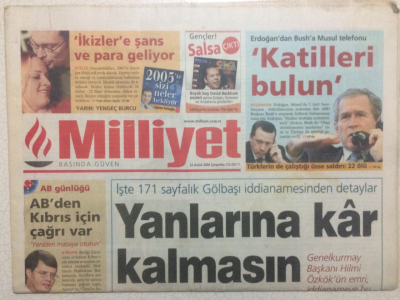 Milliyet Gazetesi 22 Aralık 2004 - Erdoğandan Busha Musul TelefonuKatilleri Bulun GZ24367 - 1