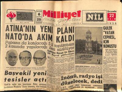 Milliyet Gazetesi 22 Ekim 1958 - Atinanın Yeni Planı Natoda Akim Kaldı GZ59585 - 1