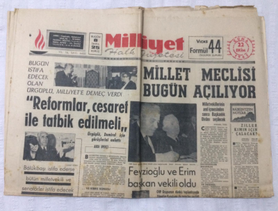 Milliyet Gazetesi 22 Ekim 1965 - Feyzioğlu Ve Erim Başkan Vekili Oldu - GZ17107 - 1