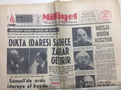 Milliyet Gazetesi 22 Ekim 1969 - İnönü Dikta İdaresi Sadece Zarar Getirir GZ53693 - 1