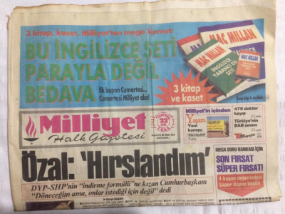 Milliyet Gazetesi 22 Ekim 1992 - ÖzalHırslandım,Talabani - Apo Bir Gizli Aşk - - GZ21215 - 1
