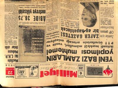 Milliyet Gazetesi 22 Kasım 1958 - Yeni Bazı Zamların Yapılması Muhtemel..Kıbrısta Bir Türk Öldürüldü GZ59492 - 1