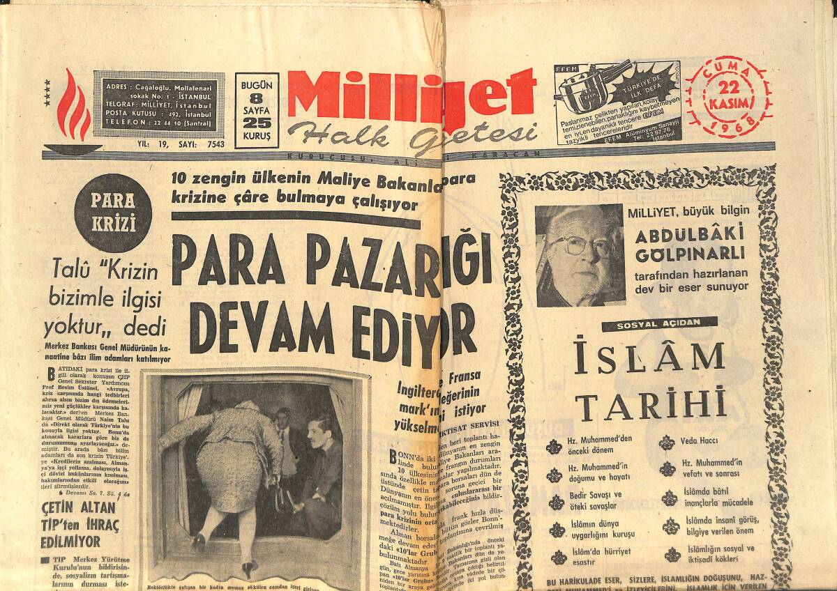 Milliyet Gazetesi 22 Kasım 1968 - Para Pazarlığı Devam Ediyor! - Gazi Eğitimde Boykot Türkü İle Son Buldu! GZ140311 - 1