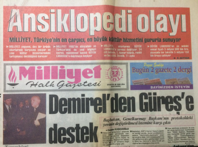 Milliyet Gazetesi 22 Kasım 1992 - Demirelden Güreşe Destek - GZ12647 - 1