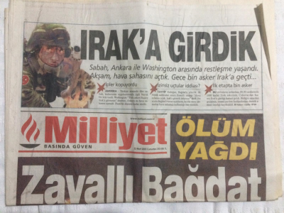 Milliyet Gazetesi 22 Mart 2003 - Iraka Girdik,Ölüm Yağdı Zavallı Bağdat - GZ21228 - 1