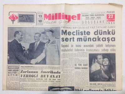Milliyet Gazetesi 22 Mayıs 1955 - Mecliste Sert Münakaşa GZ53747 - 1
