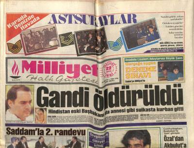 Milliyet Gazetesi 22 Mayıs 1991 - Gandi Öldürüldü GZ56773 - 1