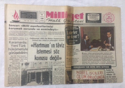 Milliyet Gazetesi 22 Nisan 1975 - Nobel İşçileri Ölüm Orucunda,Yeşilköyde Modern Hangarlar Yapılıyor - GZ17566 - 2