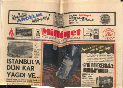 Milliyet Gazetesi 22 Ocak 1969 - Aydan Dönen Astronotlar Anlatıyor..Ruslardan Balıkçıları Bırakmalarını İstedik GZ58788 - 1