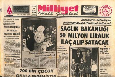 Milliyet Gazetesi 22 Ocak 1975 - Sağlık Bakanlığı 50 Milyon Liralık İlaç Alıp Satacak GZ103550 - 1