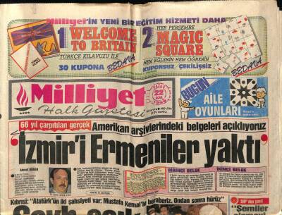 Milliyet Gazetesi 22 Ocak 1989 - Amerikan Arşivlerinden, İzmiri Ermeniler Yaktı GZ61587 - 2