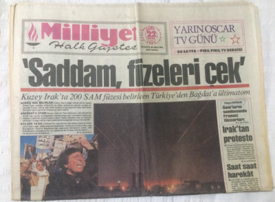 Milliyet Gazetesi 22 Ocak 1993 - Saddam Füzeleri Çek - GZ17013 - 2