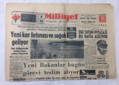 Milliyet Gazetesi 22 Şubat 1965 - Yeni Bakanlar Bugün Görevi Teslim Alıyor - GZ17101 - 1