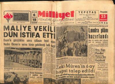 Milliyet Gazetesi - 23 Ağustos 1956 - Zeki Mürenin 6 Ay Hapsi Talep Edildi GZ110950 - 1