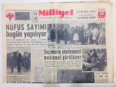 Milliyet Gazetesi 23 Ekim 1955 - Nüfus Sayımı Yapılıyor GZ53717 - 1