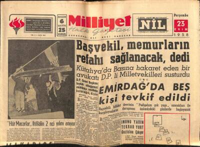 Milliyet Gazetesi 23 Ekim 1958 - Başvekil Memurların Refahı Sağlanacak Dedi GZ59584 - 1