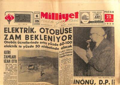 Milliyet Gazetesi 23 Kasım 1958 - İsmet İnönü DPli Liderlere Çattı..Başvekil Adnan Menderes Konya Ve Edirne ye Gidiyor GZ59491 - 1