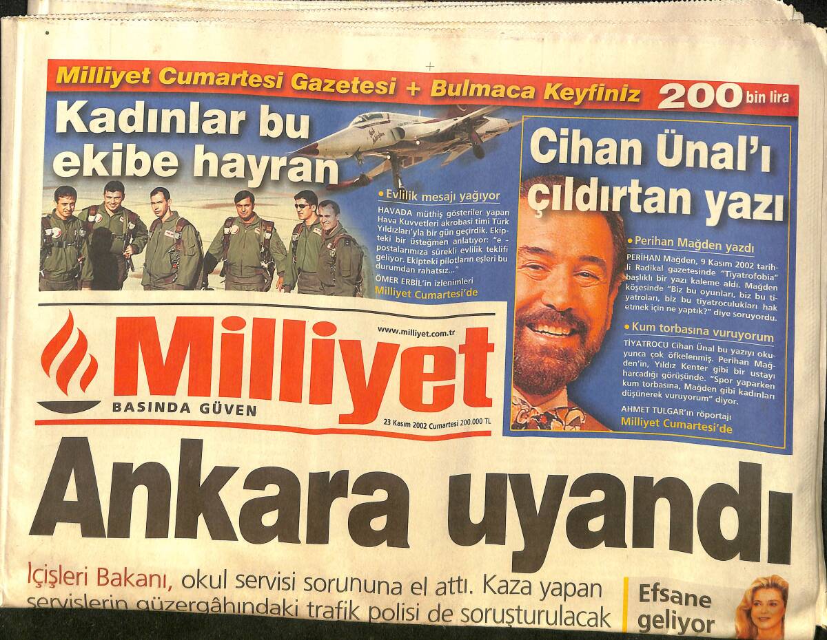 Milliyet Gazetesi 23 Kasım 2002 - Cihan Ünal'ı Çıldırtan Yazı - İmparator'dan Son Ferman GZ157367 - 1