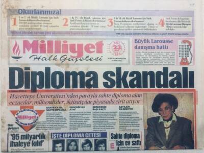 Milliyet Gazetesi 23 Mart 1993 - Diploma Skandalı GZ46995 - 1
