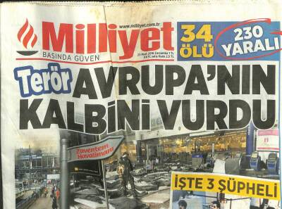 Milliyet Gazetesi 23 Mart 2016 - Terör Avrupanın Kalbini Vurdu GZ107355 - 1
