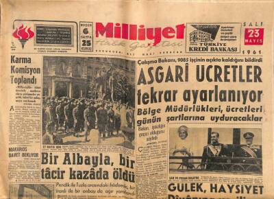 Milliyet Gazetesi 23 Mayıs 1961 - Gülek Haysiyet Divanına Veriliyor GZ77315 - 1
