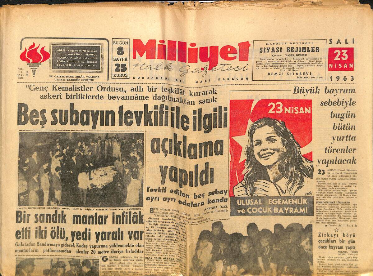 Milliyet Gazetesi 23 Nisan 1963 - Brezilya, Portekiz'e Yenildi, Pele Vecente Tarafından İyi Şekilde Markedildi - Ayasofya'da Film Çevrildi GZ140253 - 1