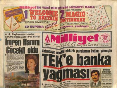 Milliyet Gazetesi 23 Ocak 1989 - İmren Aykut Göcekli Oldu GZ61584 - 2