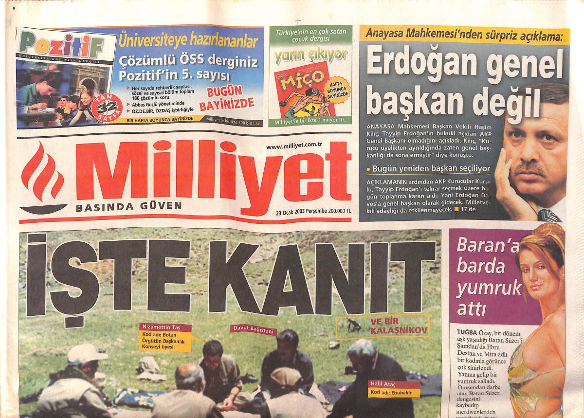 Milliyet Gazetesi 23 Ocak 2003 - Tuğba Özay Eski Sevgilisini Yumrukladı - 12 Dev Adam İsveç'e GZ157177 - 1