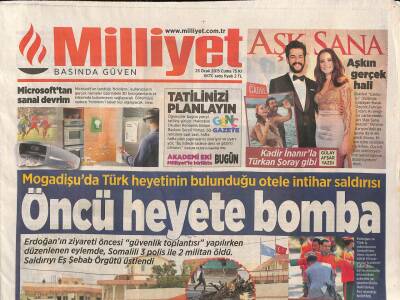 Milliyet Gazetesi 23 Ocak 2015 - Diyarbakırda Hendek Savaşı - Mogadişuda Türk Heyetinin Bulunduğu Otele İntihar Saldırısı GZ106133 - 1