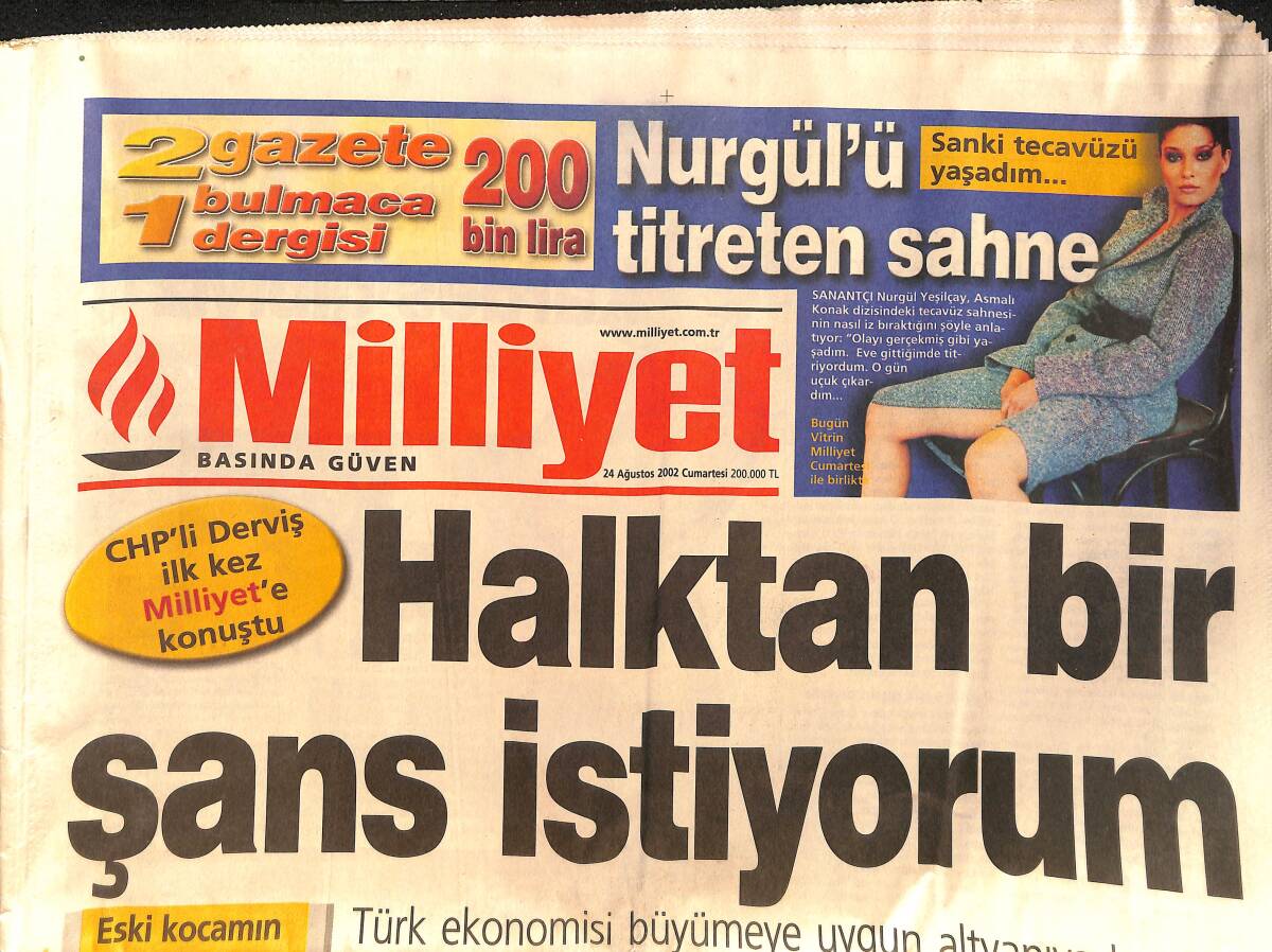 Milliyet Gazetesi 24 Ağustos 2002 - Stevic Rahatladı - CHP'li Derviş İlk Kez Milliyet'e Konuştu GZ157244 - 1