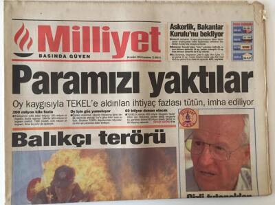 Milliyet Gazetesi 24 Aralık 1994 - Oy Kaygısıyla TEKELe Aldırılan İhtiyaç Fazlası Tütün İmha Ediliyor GZ20685 - 1