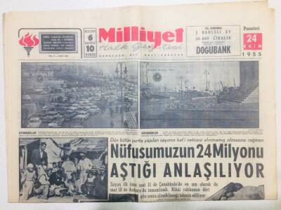 Milliyet Gazetesi 24 Ekim 1955 - Nüfusumuzun 24 Milyonu Aştığı Anlaşılıyor GZ53716 - 1