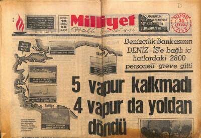 Milliyet Gazetesi - 24 Eylül 1970 - 5 Vapur Kalkmadı,4 Vapur Yoldan Döndü GZ110818 - 1