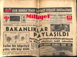 Milliyet Gazetesi 24 Haziran 1962 - Bakanlıklar Paylaşıldı GZ58735 - 1