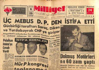 Milliyet Gazetesi 24 Kasım 1958 - Hasan Polatkan İsmet İnönüye Cevap Verdi GZ59490 - 1