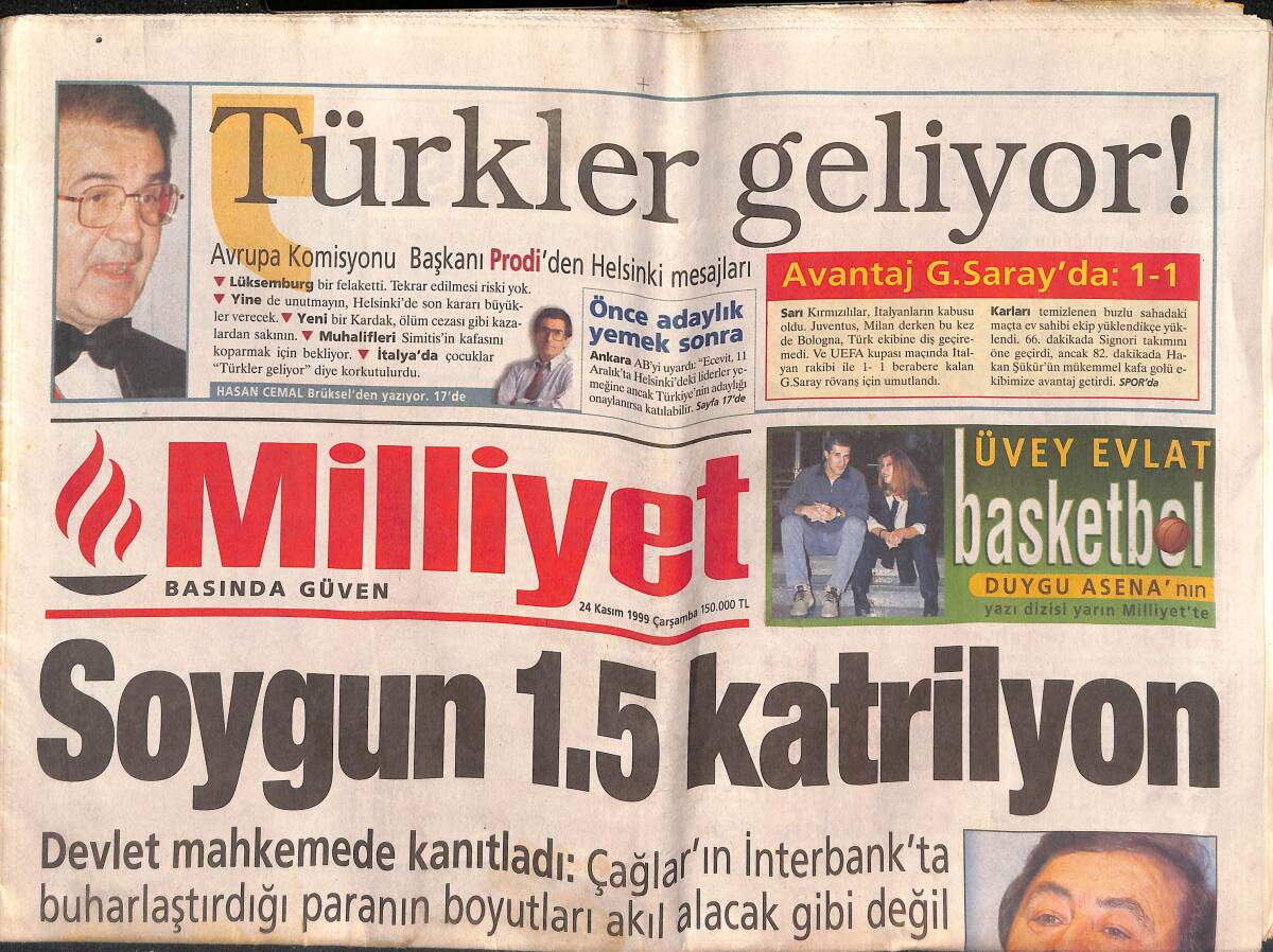 Milliyet Gazetesi 24 Kasım 1999 - IMF'ye Vergi Hesabı - Enerjide Gerçek Bir Köprü Olabiliriz GZ134672 - 1