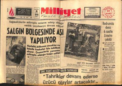 Milliyet Gazetesi 24 Mart 1966 - Sarılık Yayılmaya Devam Ediyor Bölgede Aşı Yapılıyor GZ59711 - 1