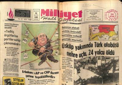 Milliyet Gazetesi 24 Ocak 1971 - Ethem Kırdar Ölüm İlanı, Üsküp Yakınında Türk Otobüsü Nehre Uçtu GZ77321 - 1
