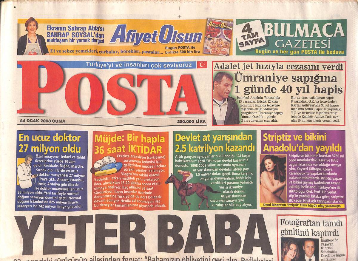 Milliyet Gazetesi 24 Ocak 2003 - Fenerbahçe Divanı Harp - Zincirleme Ölüm Taşfırını Yıktı GZ157181 - 1
